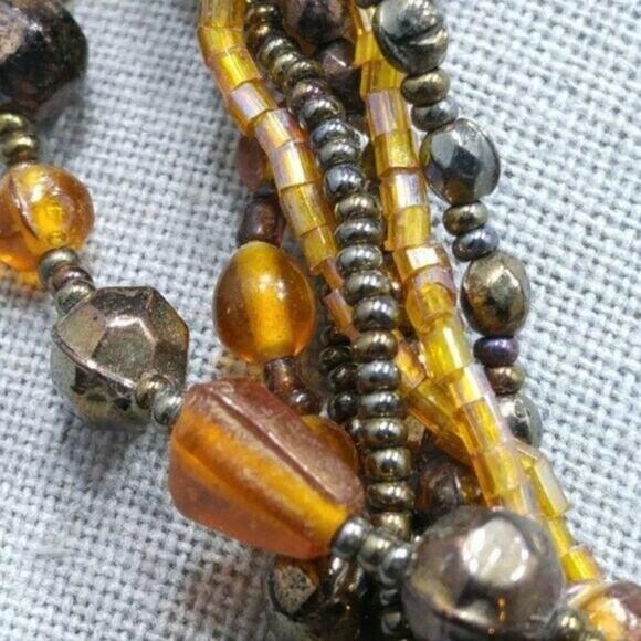 Chico's Seed Bead Multi Strand Pendant Necklace, Autumn Tones, 8 Strands, 20 In - Picture 4 of 12